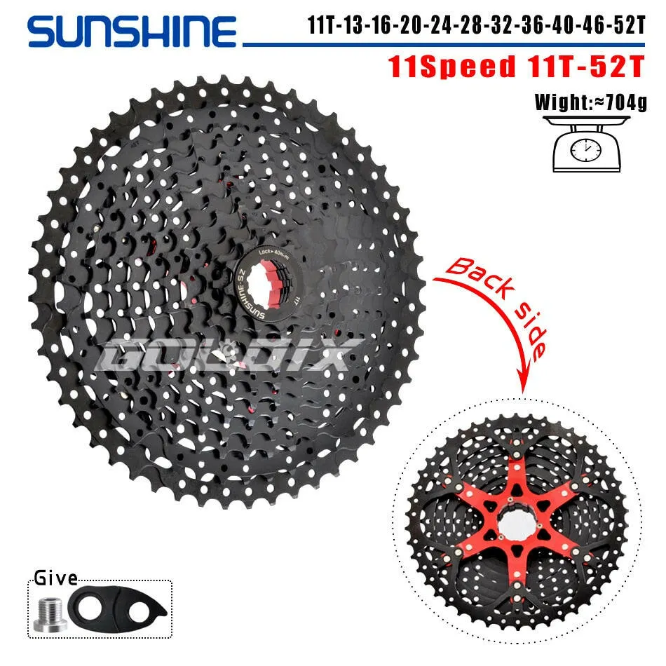 SUNSHINE Bicycle Cassette Black Mountain Bike Freewheel 8/9/10/11/12 Speed HG flywheel for SHIMANO HG Structure Specification