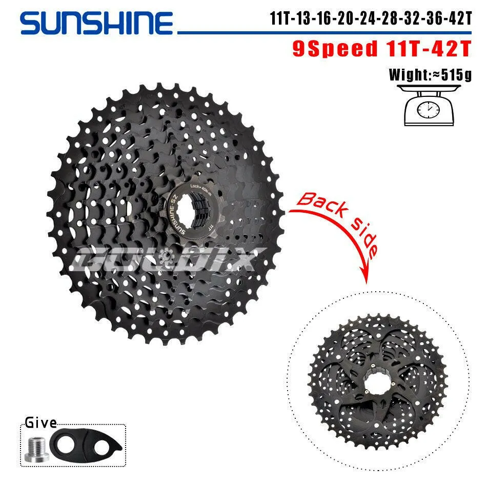 SUNSHINE Bicycle Cassette Black Mountain Bike Freewheel 8/9/10/11/12 Speed HG flywheel for SHIMANO HG Structure Specification