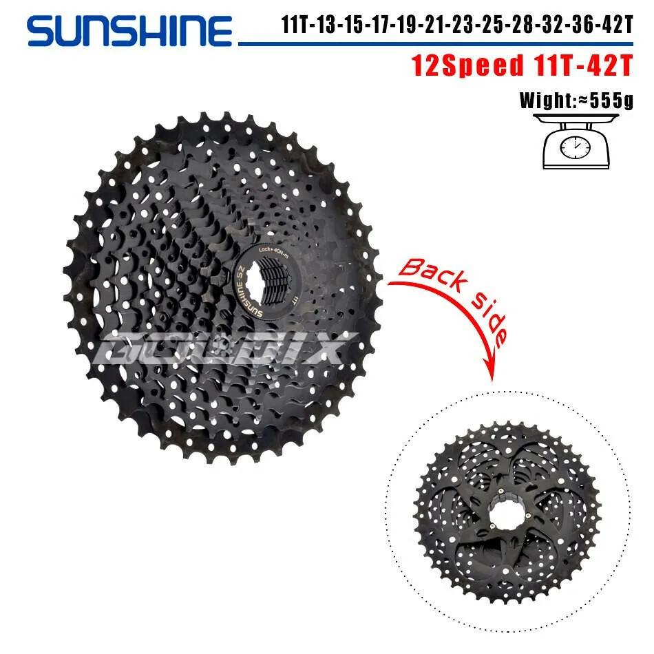 SUNSHINE Bicycle Cassette Black Mountain Bike Freewheel 8/9/10/11/12 Speed HG flywheel for SHIMANO HG Structure Specification