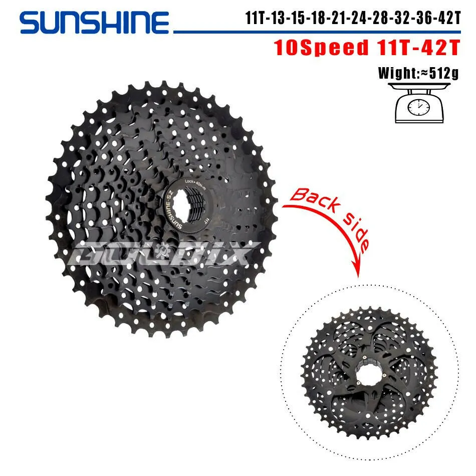 SUNSHINE Black Bicycle Freewheel MTB Bike Cassette K7 8/9/10/11/12 Speed SHIMANO HG Structure Specification for SHIMANO SRAM
