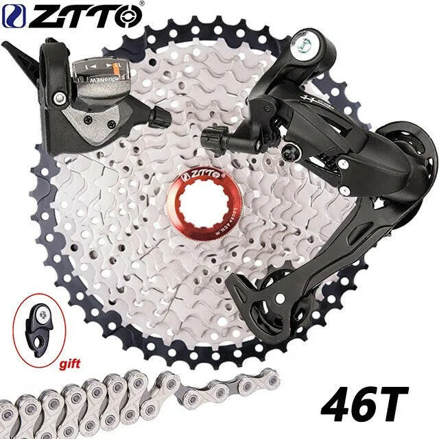 SUNSHINE MTB 11 Speed Groupset Bicycle K7 Cassette HG Hub Gear 11V Chain 1X11S Mountain Bike Shifter Rear Derailleur Long Cage