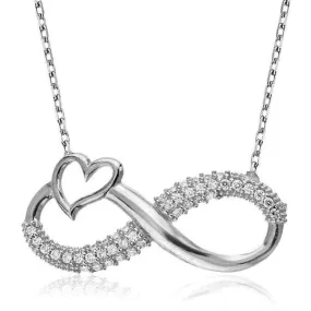 Taki | Silver Heart Infinity Necklace Eternal Love Necklace Valentine Gift