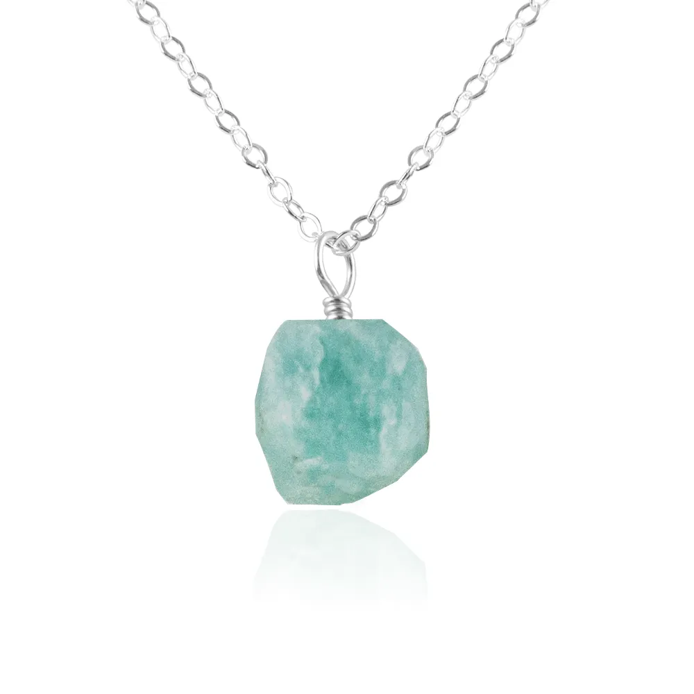 Tiny Raw Amazonite Crystal Pendant Necklace