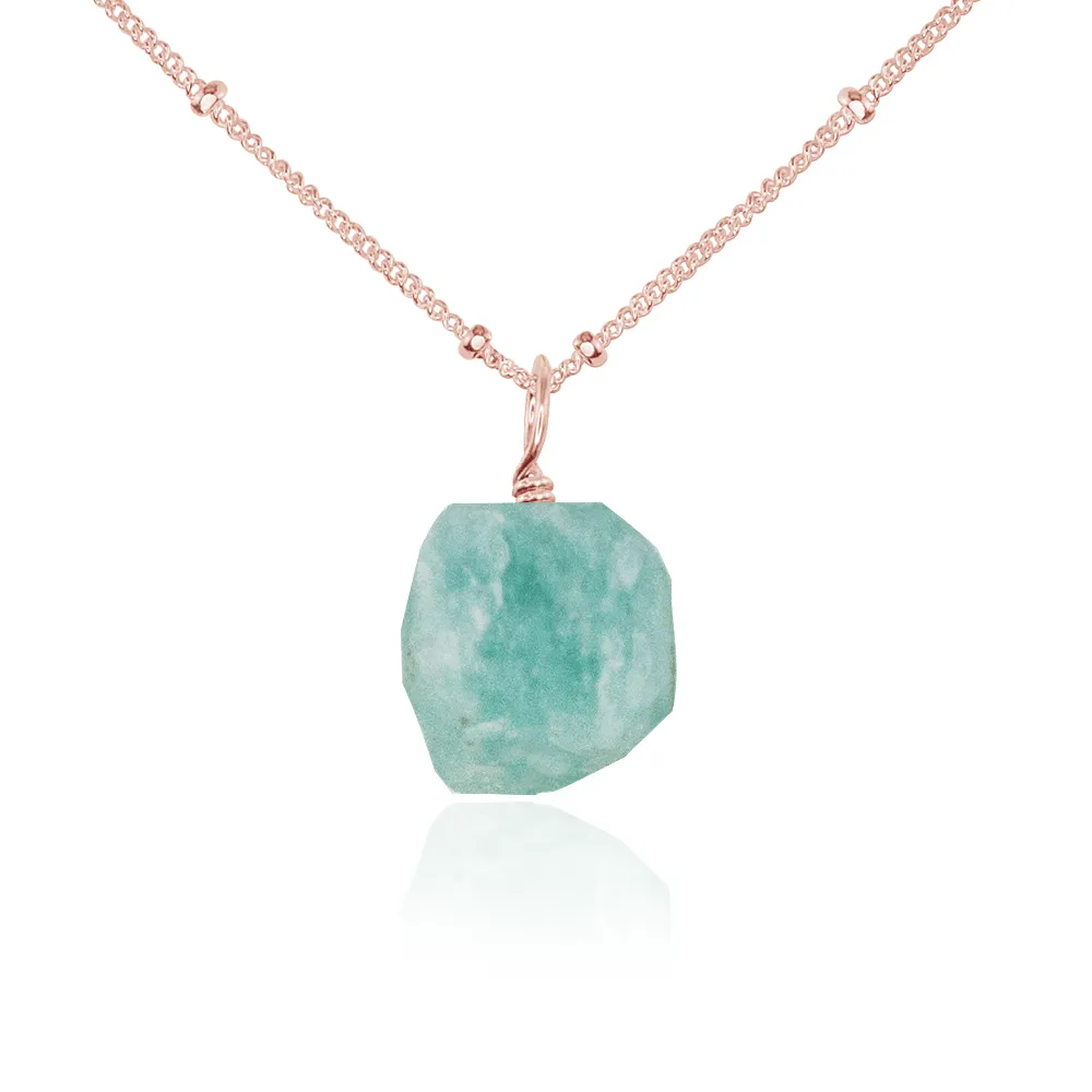 Tiny Raw Amazonite Crystal Pendant Necklace