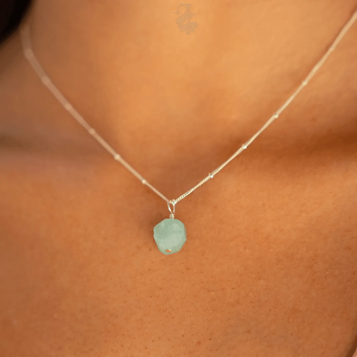 Tiny Raw Amazonite Crystal Pendant Necklace