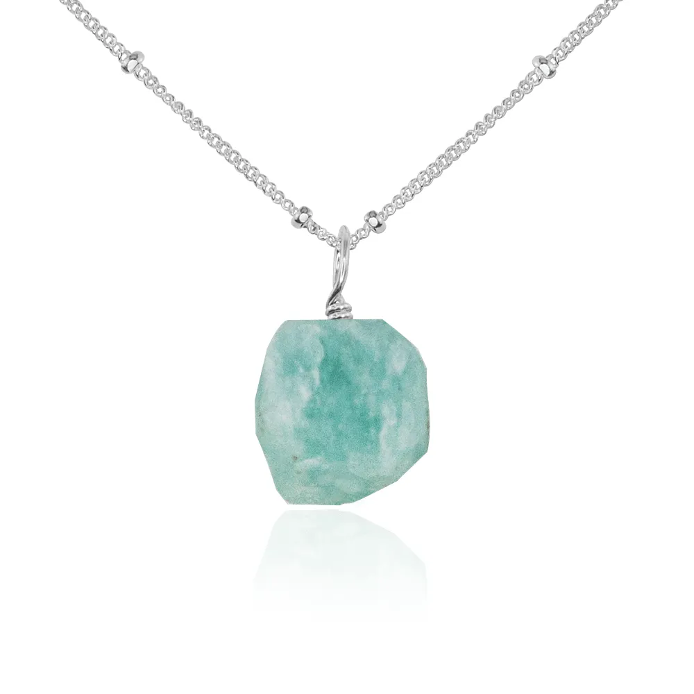 Tiny Raw Amazonite Crystal Pendant Necklace