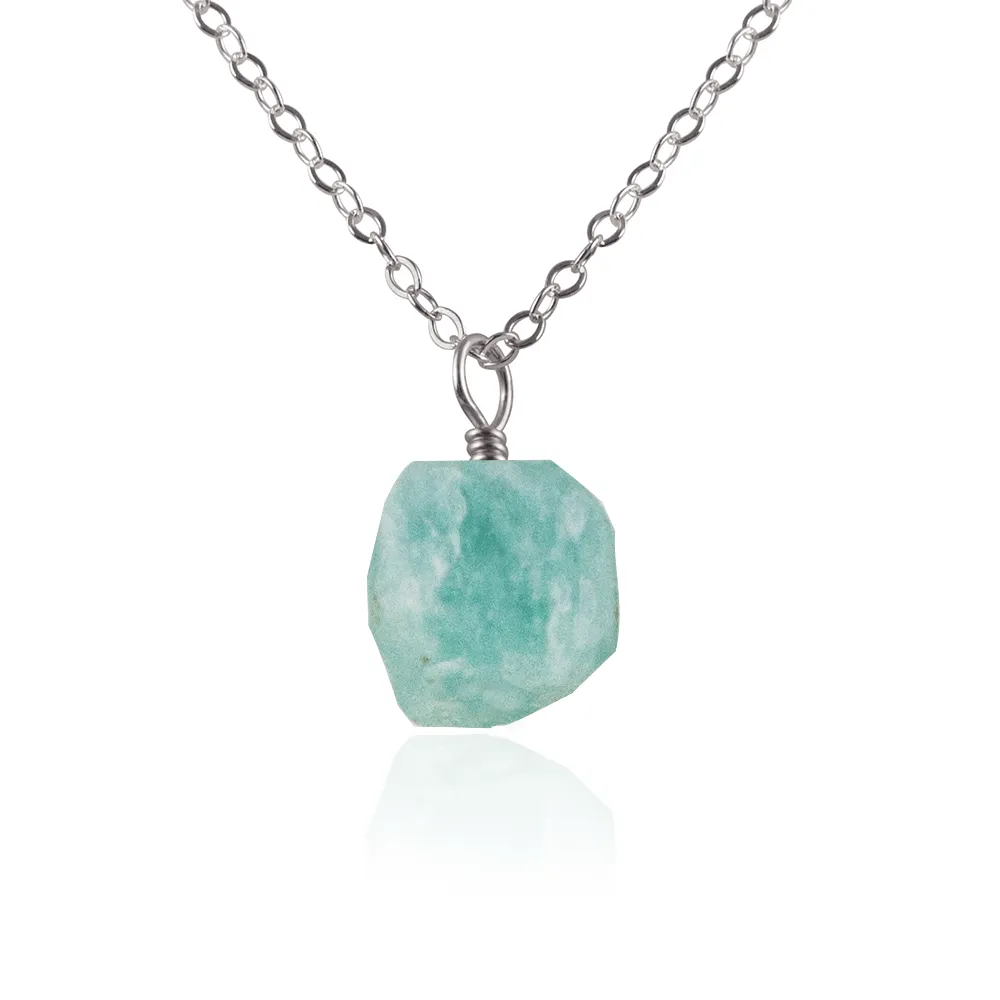 Tiny Raw Amazonite Crystal Pendant Necklace