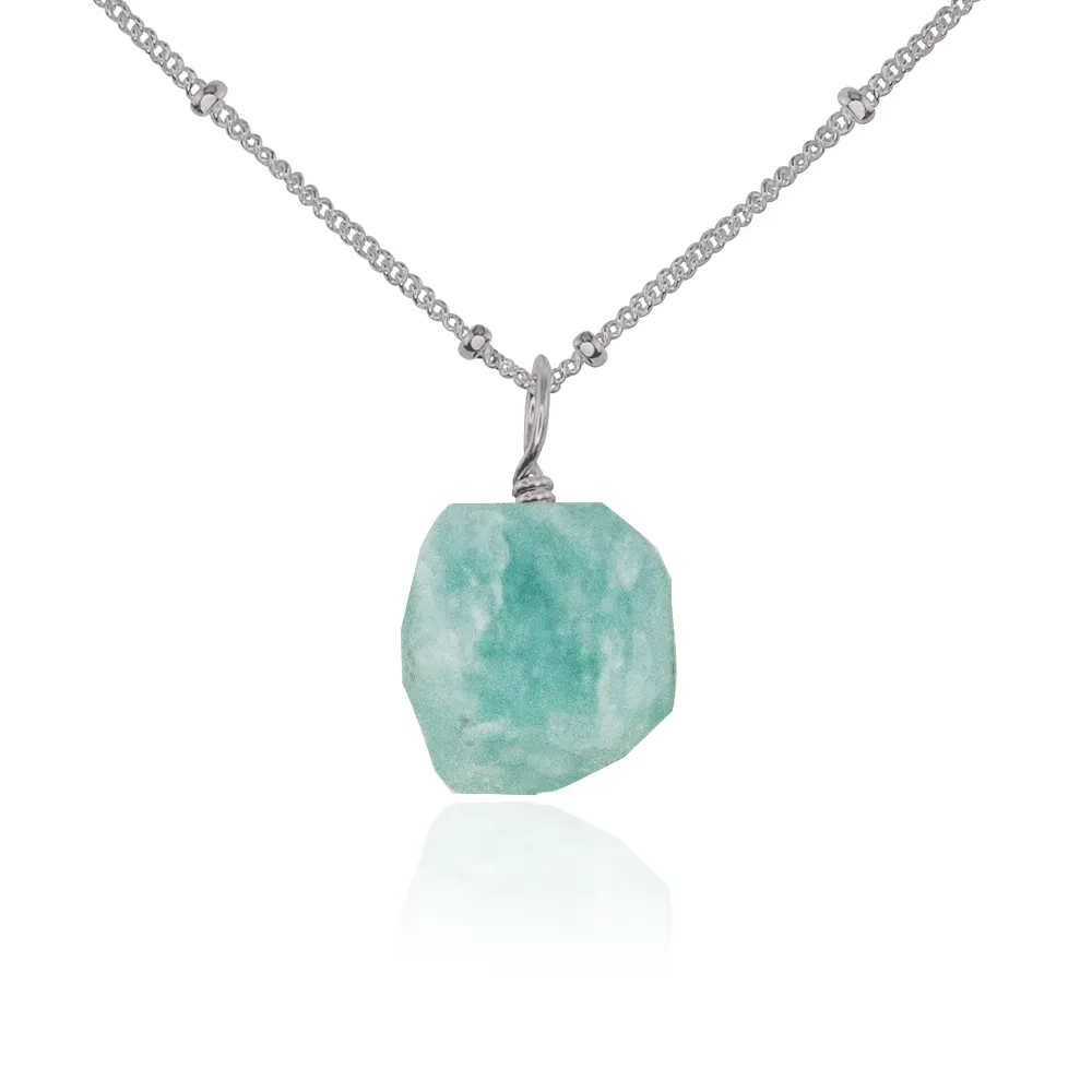 Tiny Raw Amazonite Crystal Pendant Necklace