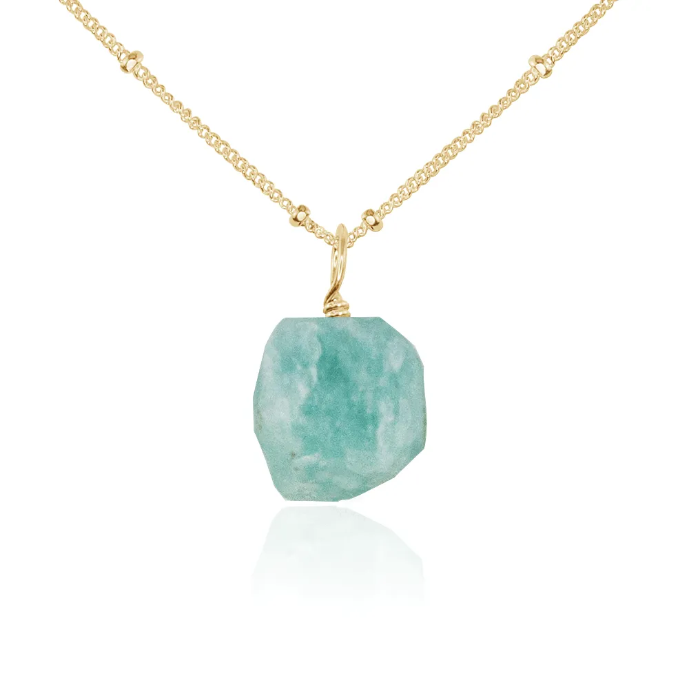 Tiny Raw Amazonite Crystal Pendant Necklace