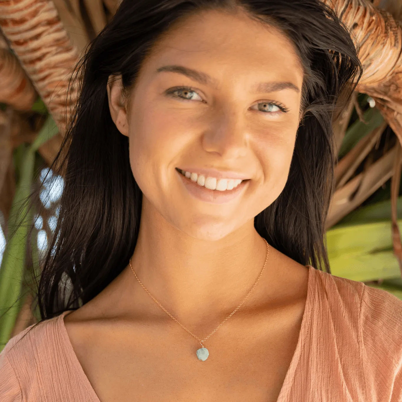 Tiny Raw Amazonite Crystal Pendant Necklace