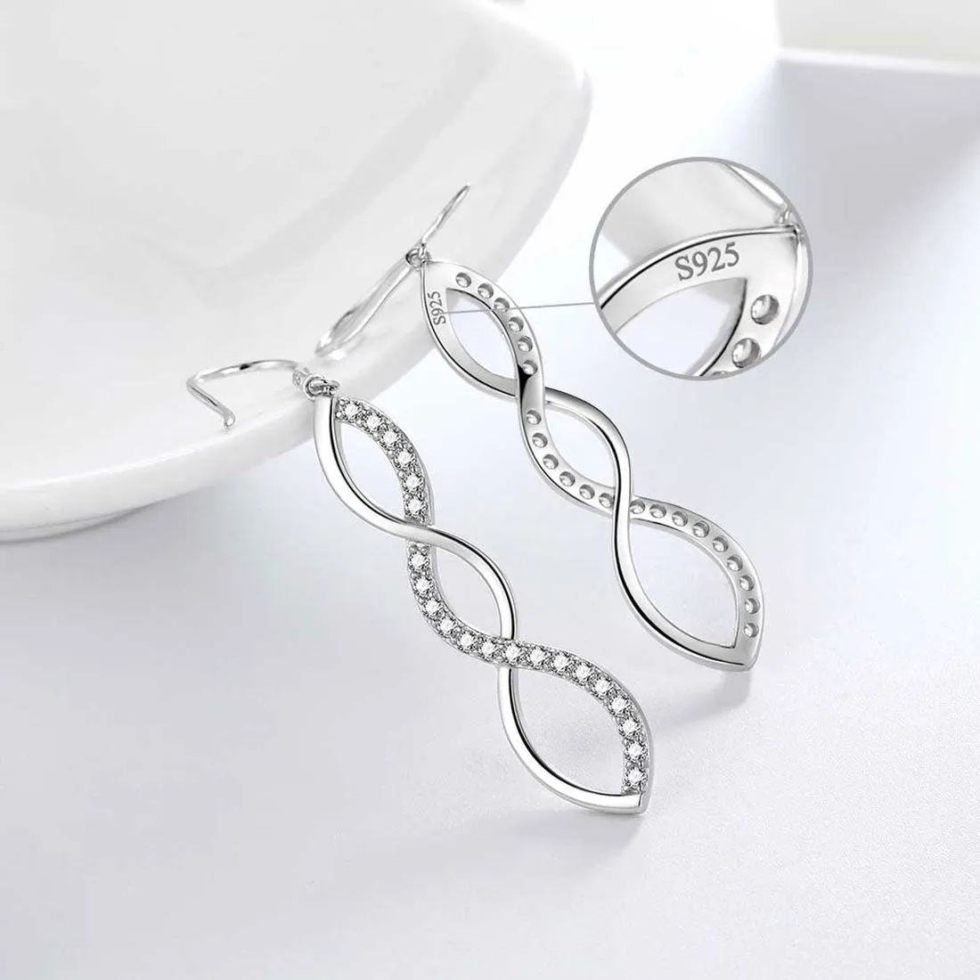 Tokyo Mart Infinity Dangle Earrings Women Girls Jewelry Birthday Gift Sterling Silver