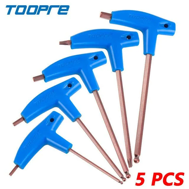 TOOPRE MTB Road Bicycle Allen Key T-Type PP Plastic Handle T25 Wrench S2 Tool Set 3mm 4mm 5mm 6mm Wrench Tools Bike Repair Kit
