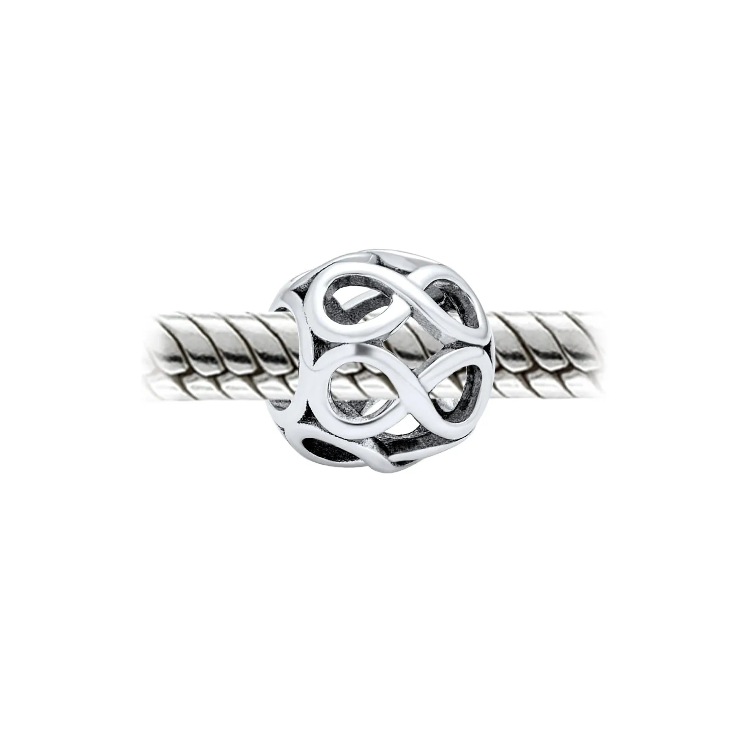 Valentine Heart Knot Charm Bead Sterling Silver for European Bracelet