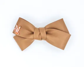 Vegan Leather Twist Hair Bow - Caramel