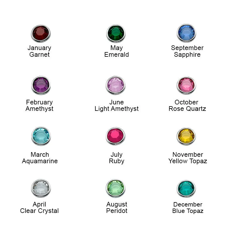 Vertical Necklace Pendant with two names and Birthstones