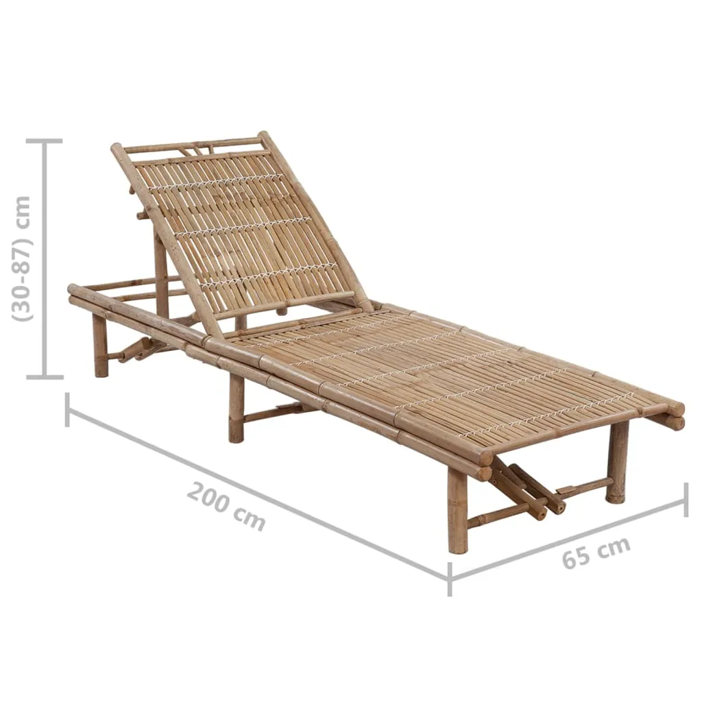vidaXL Patio Sun Lounger with Cushion Bamboo - Comfortable and Stylish Outdoor Furniture